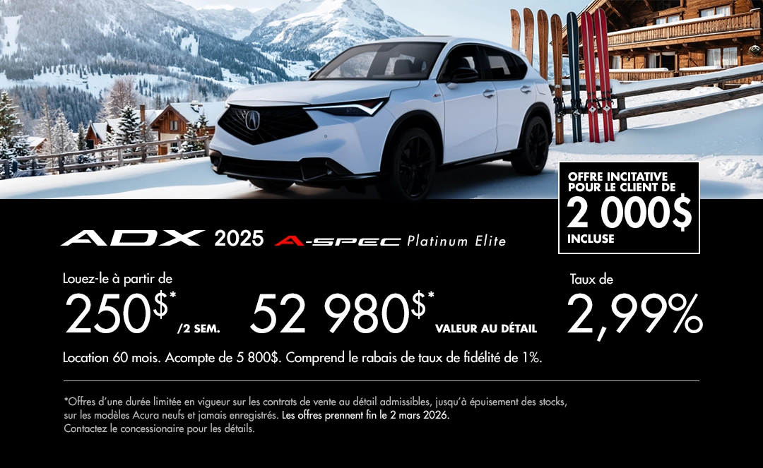 Bannière de Promotion Acura ADX 2025